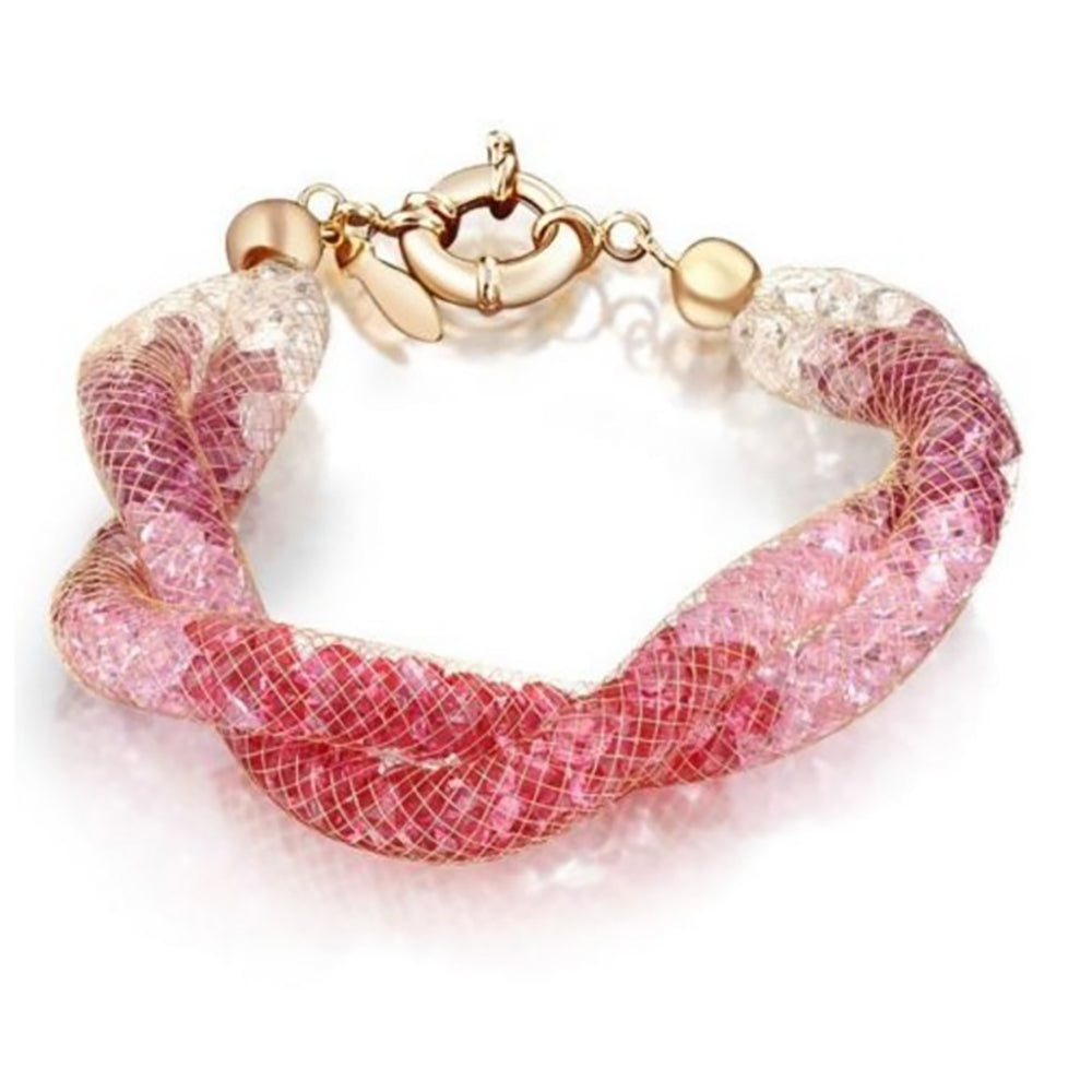 Allie Blush Crystal Filled Twist Mesh Bracelet