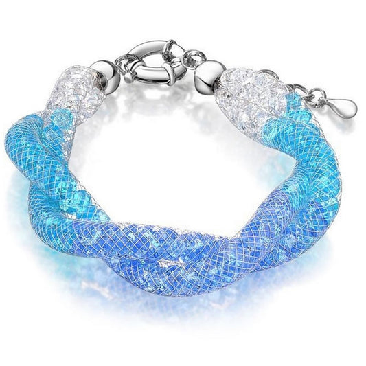 Allie Blue Crystal Filled Twist Mesh Bracelet