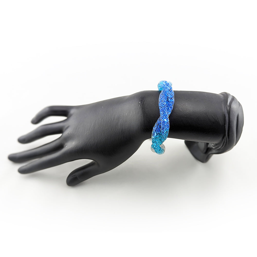 Allie Blue Crystal Filled Twist Mesh Bracelet