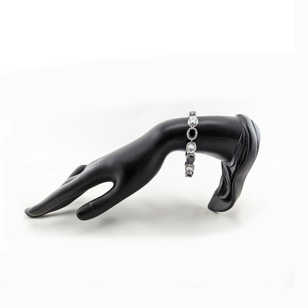 Adrianna Black & Clear Crystal Oval Bracelet