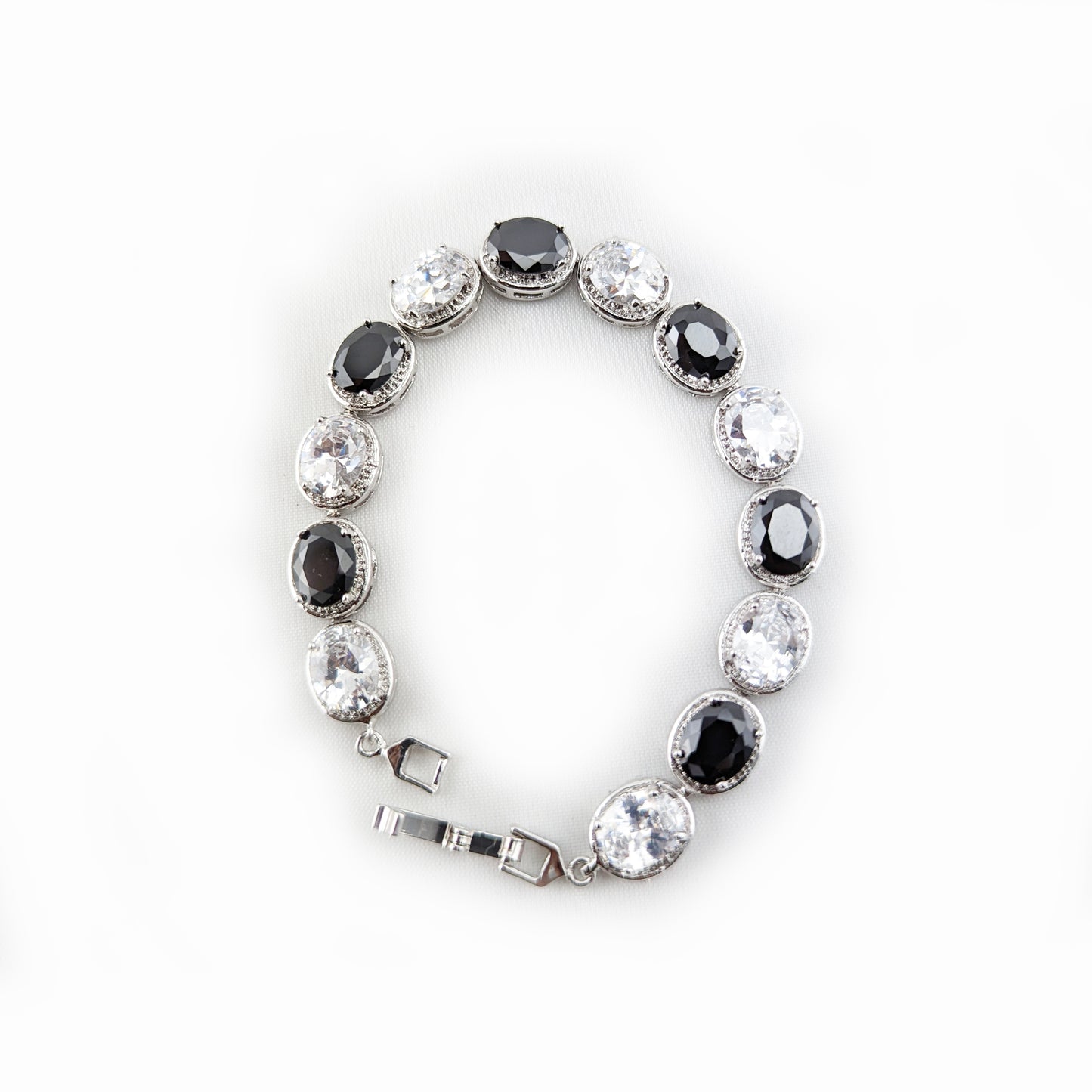 Adrianna Black & Clear Crystal Oval Bracelet