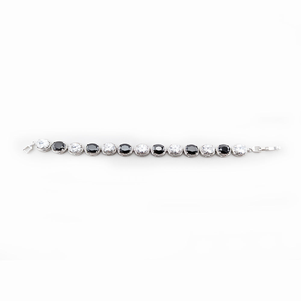 Adrianna Black & Clear Crystal Oval Bracelet