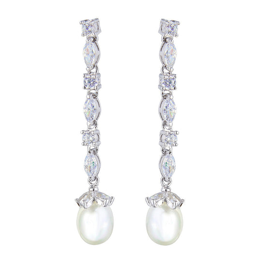 Sierra Pearl Drop Elegant Earrings - Bella Krystal