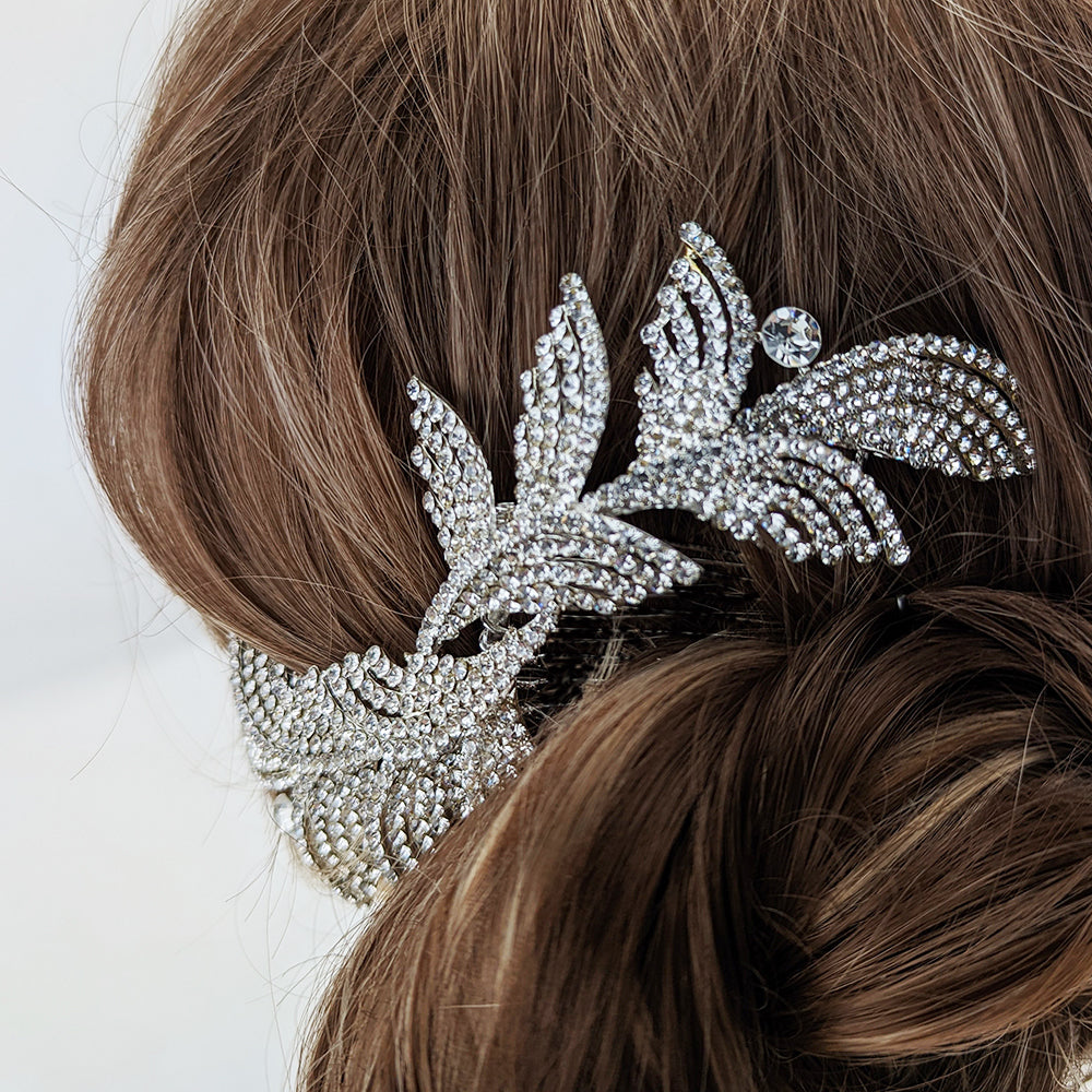 Kara Crystal Leaf Swirl Hair Comb