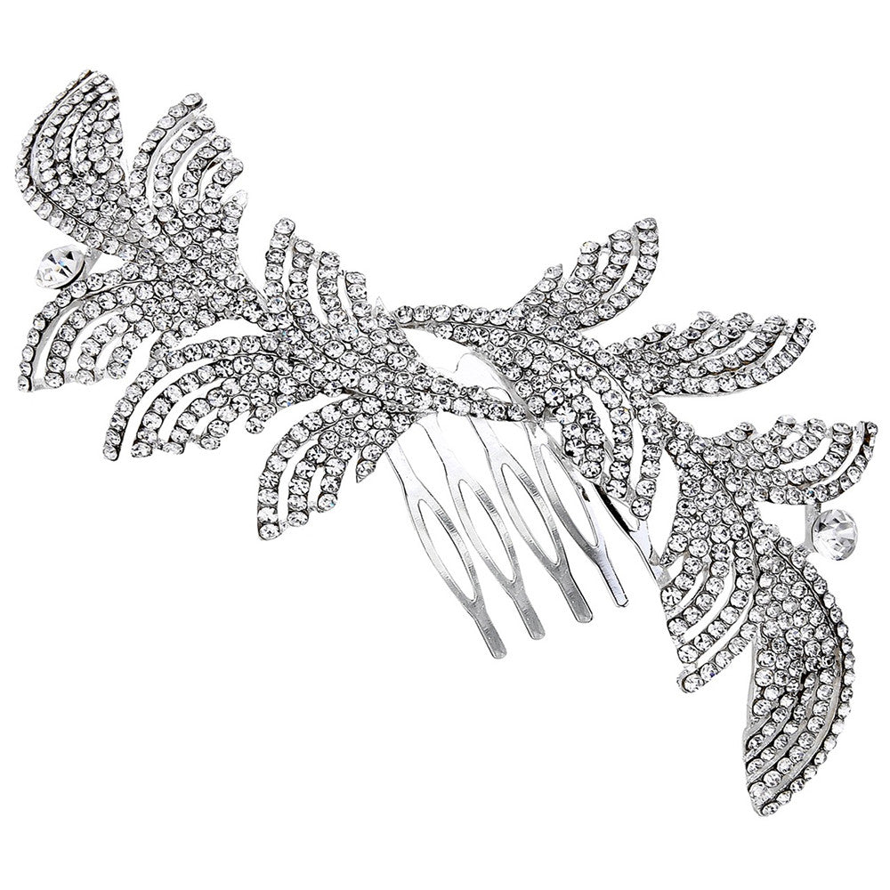 Kara Crystal Leaf Swirl Hair Comb - Bella Krystal