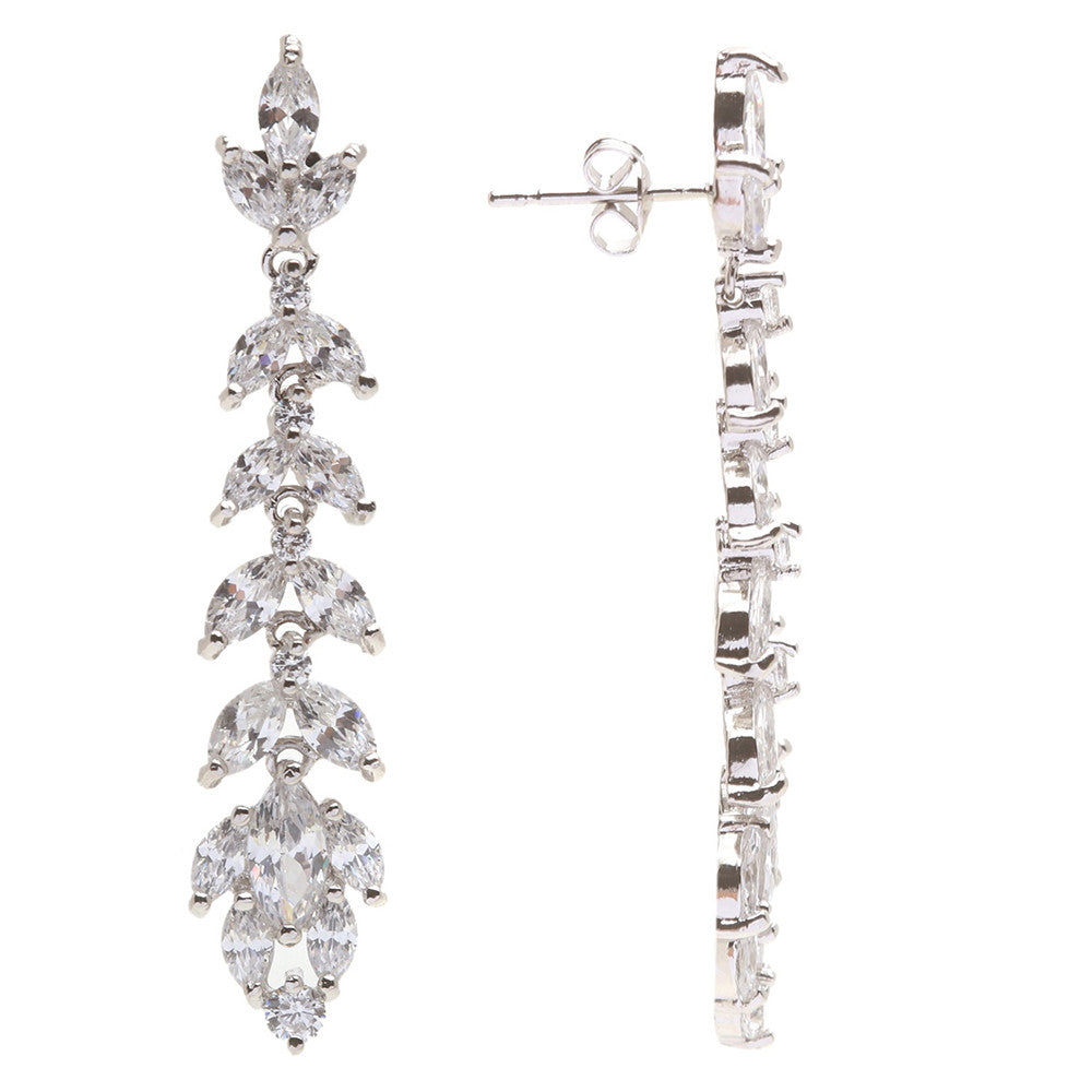 Rylee Crystal Leaf Drop Earrings - Bella Krystal