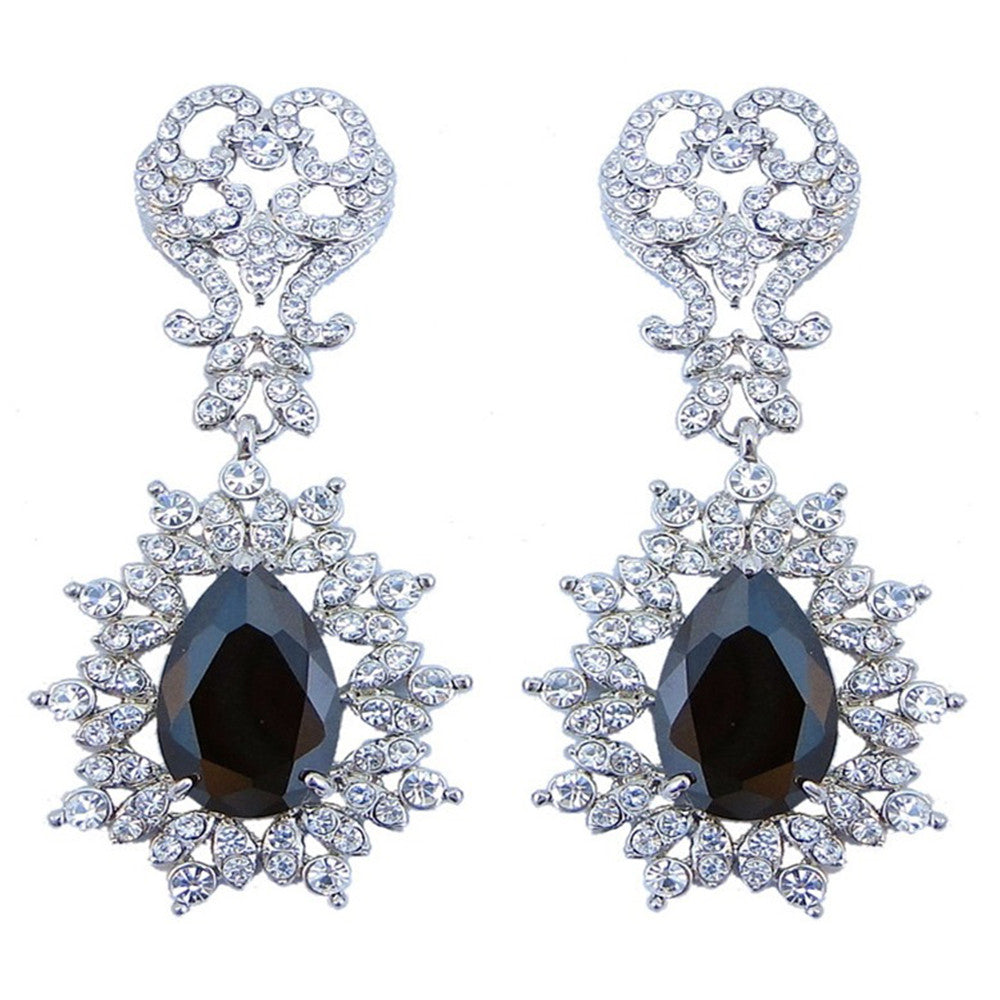 Ximena Onyx Crystal Princess Drop Earrings - Bella Krystal