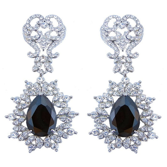 Ximena Onyx Crystal Princess Drop Earrings - Bella Krystal