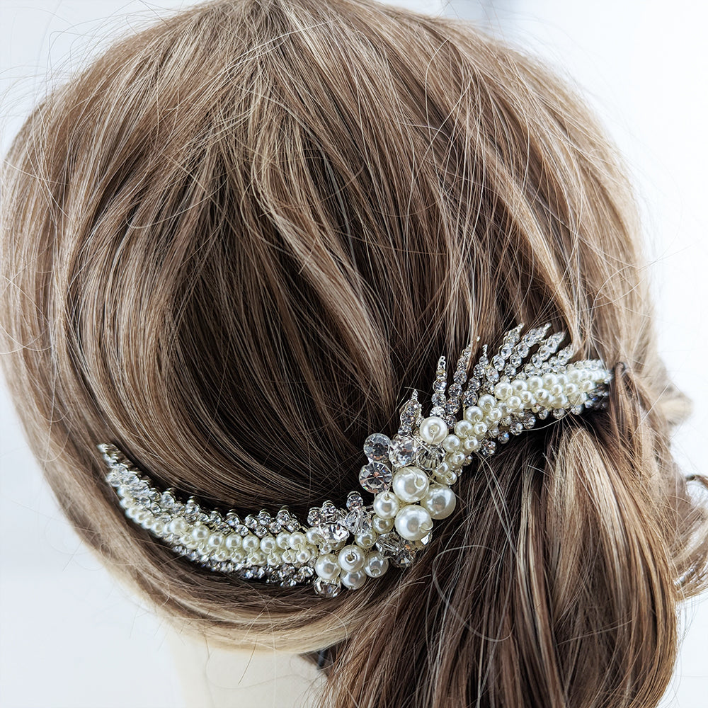 Willow Crystal & Pearl Swirl Hair Comb