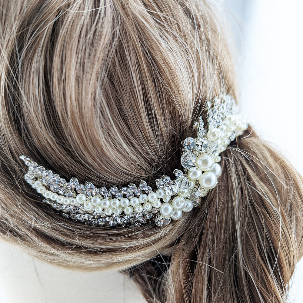 Willow Crystal & Pearl Swirl Hair Comb