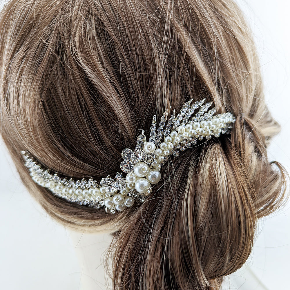 Willow Crystal & Pearl Swirl Hair Comb