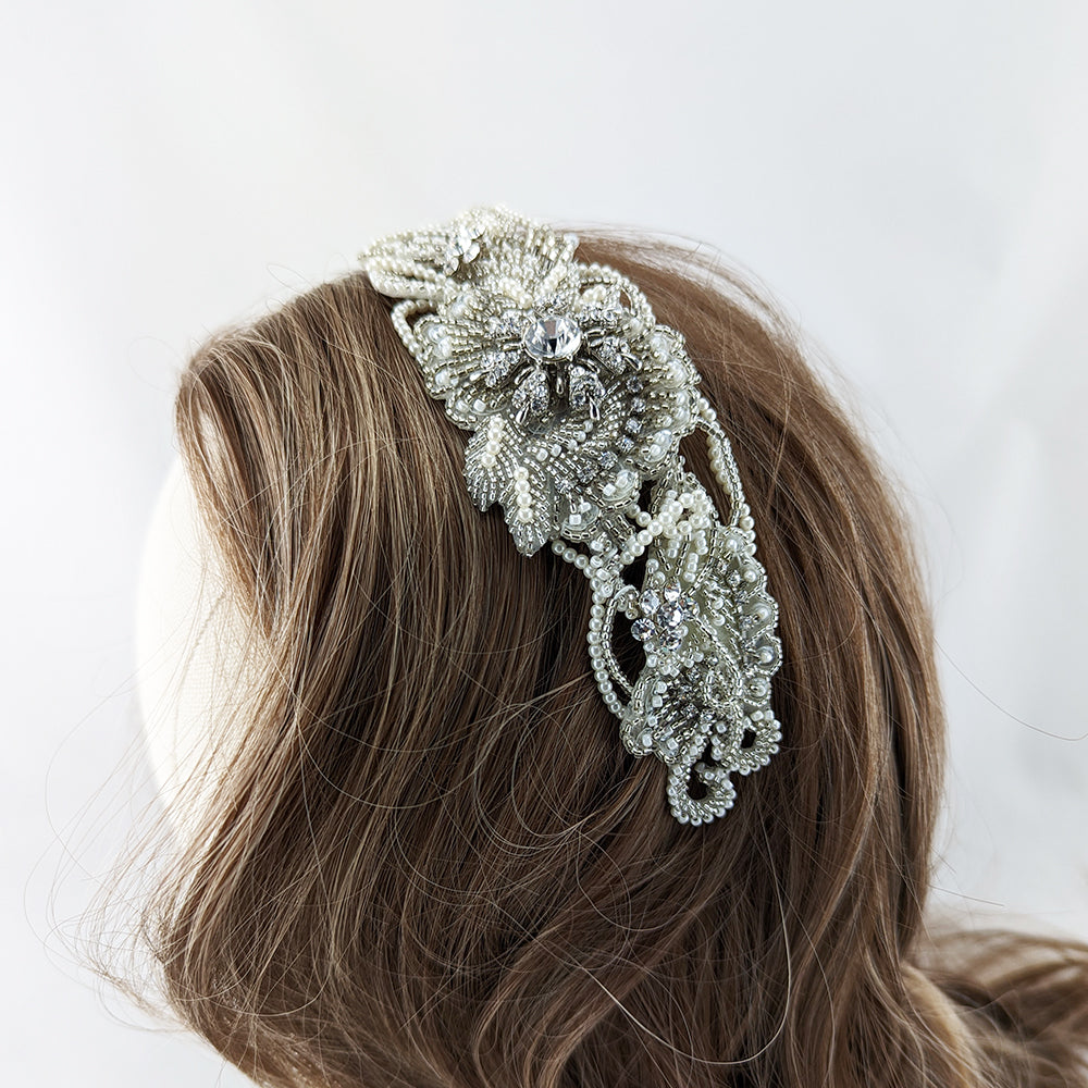 Lilly Crystal & Pearl Half-Moon Shaped Hair Comb