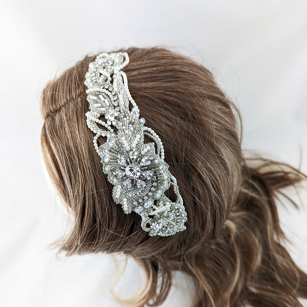 Lilly Crystal & Pearl Half-Moon Shaped Hair Comb