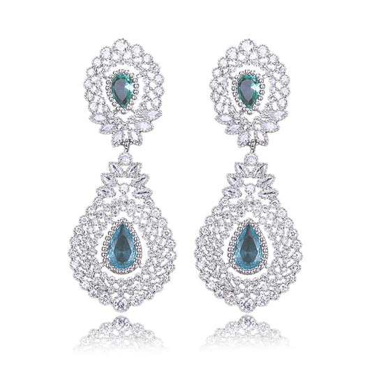 Imani Luxe Sea Green Crystal & White Gold Earrings