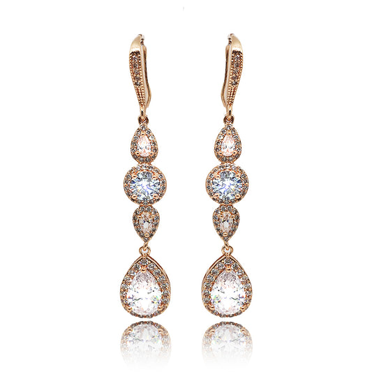 Rosalie Crystal Drop Earrings in Rose Gold