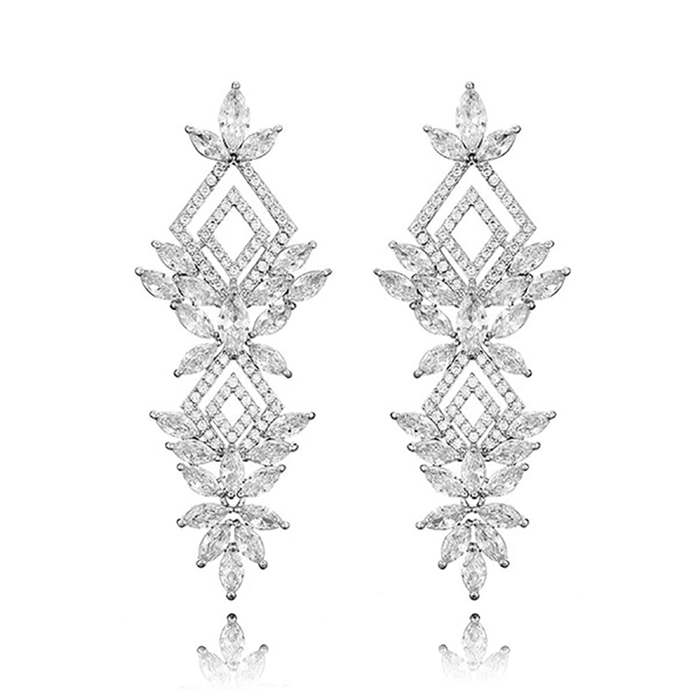 Brigitte Geometric Luxe Earrings in Platinum