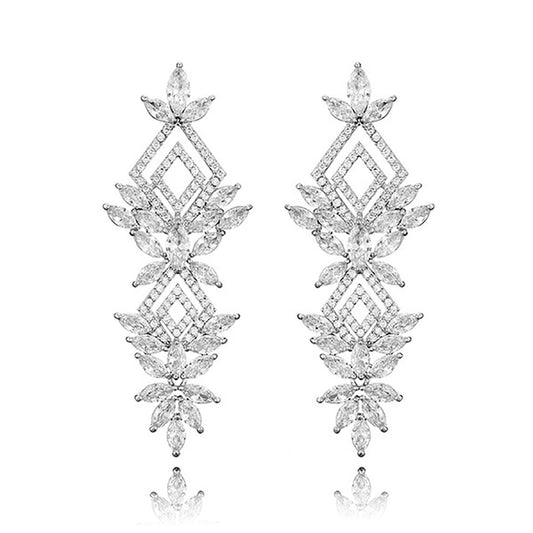 Brigitte Geometric Luxe Earrings in Platinum