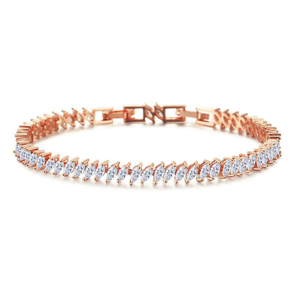 Vicki Crystal Leaf Bracelet Rose Gold - Bella Krystal