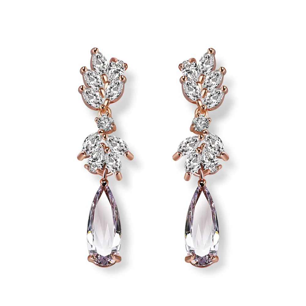 Georgia Crystal & Rose Gold Drop Earrings