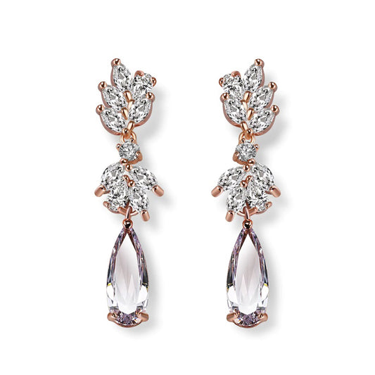Georgia Crystal & Rose Gold Drop Earrings