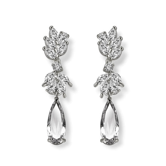 Georgia Crystal & White Gold Drop Earrings