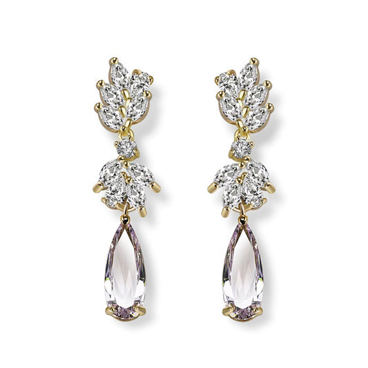 Georgia Crystal & Yellow Gold Drop Earrings