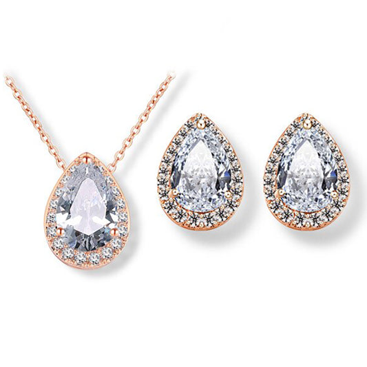 Ceres Crystal Pear Drop Necklace and Earring Set