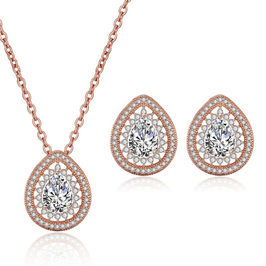 Freya Crystal Pear Drop Necklace and Earring Set