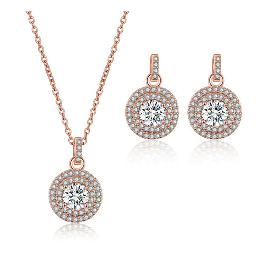 Luna Crystal Round Necklace and Earring Set