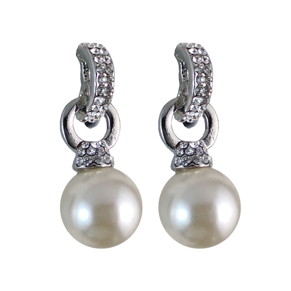McKenna Crystal Hoop Pearl Drop Earrings - Bella Krystal