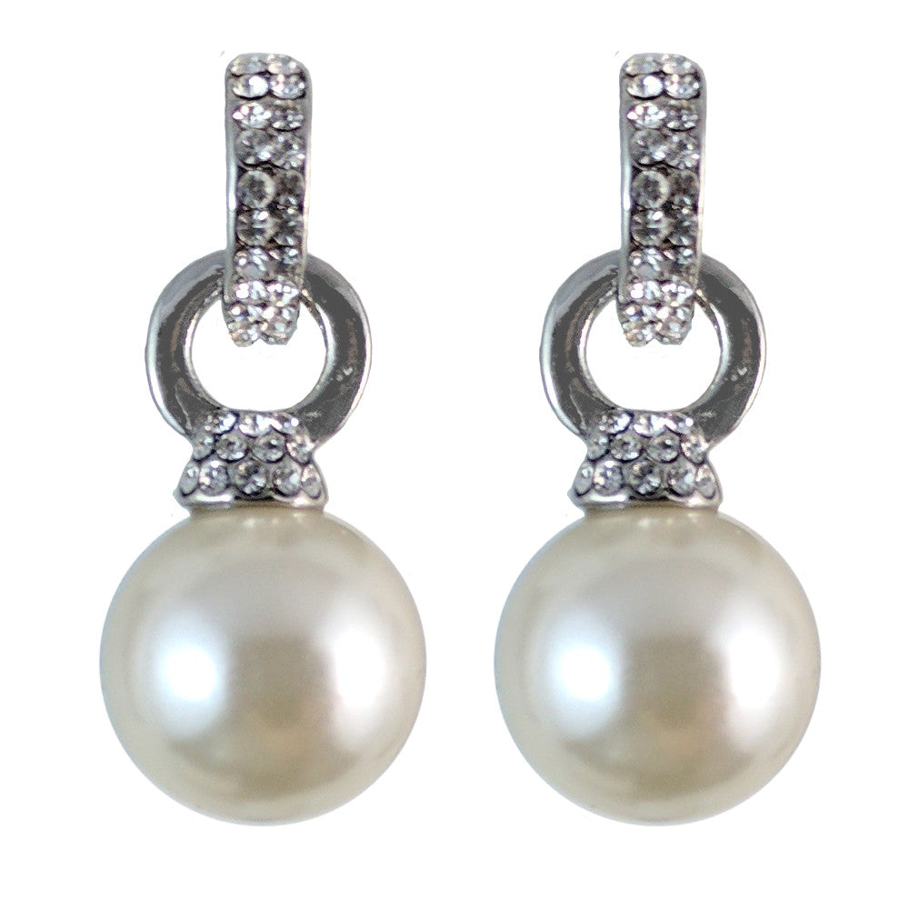 McKenna Crystal Hoop Pearl Drop Earrings - Bella Krystal