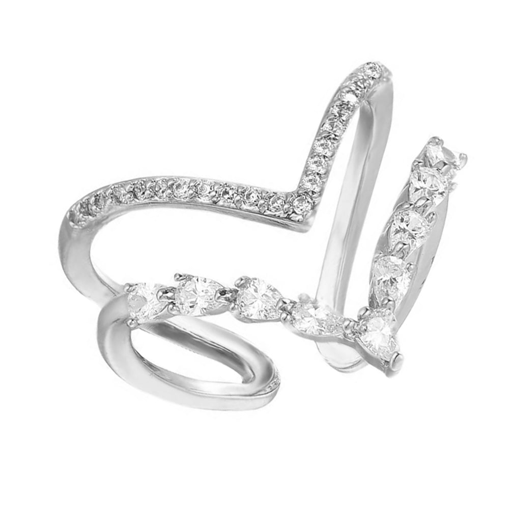 Helene Twin Band Adjustable Crystal Ring