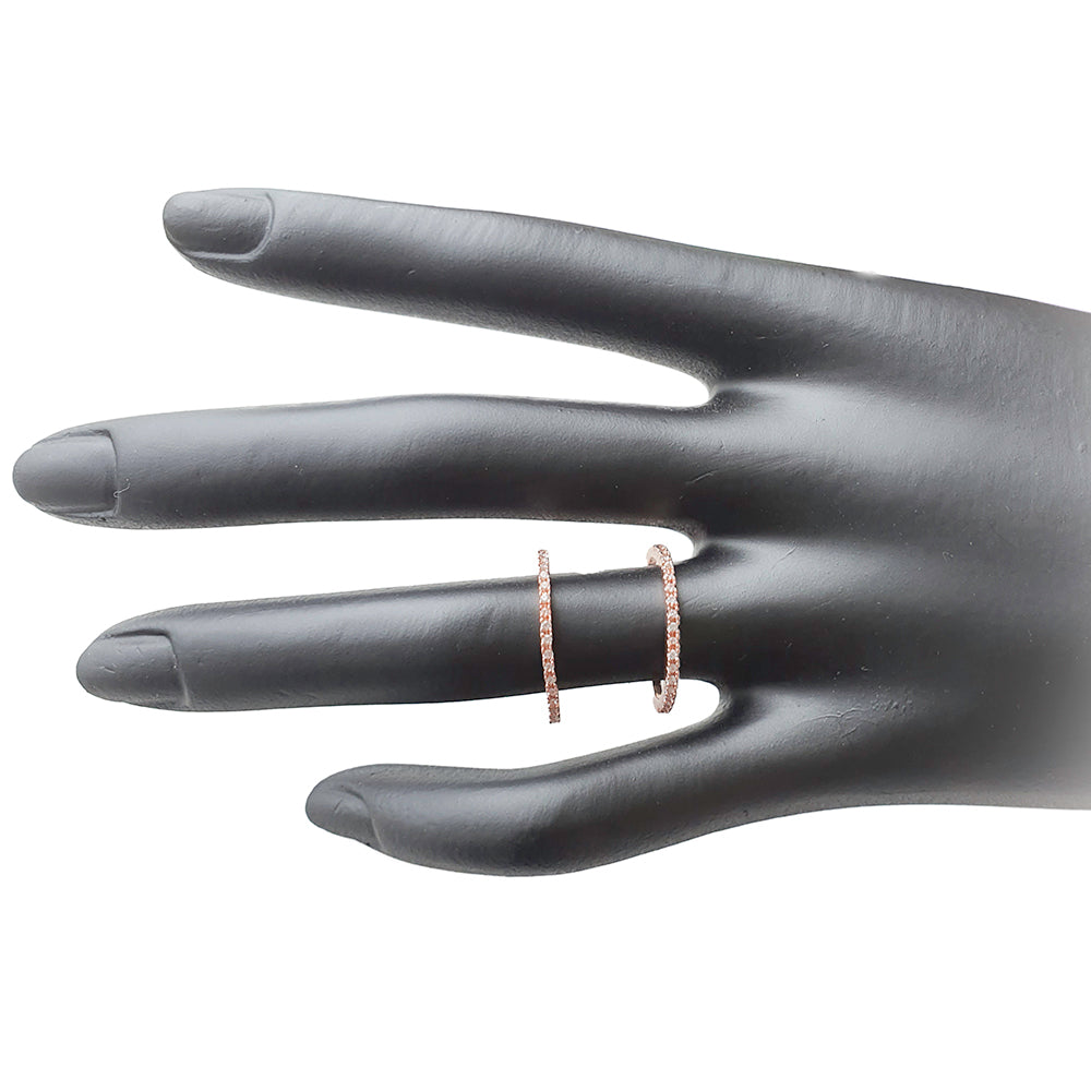 Noorani Twin Band Adjustable Fine Crystal Ring in Rose Gold