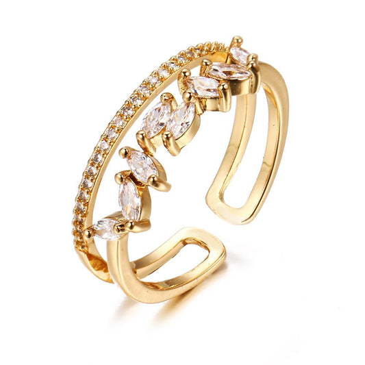 Estelle Twin Band Adjustable Crystal Ring