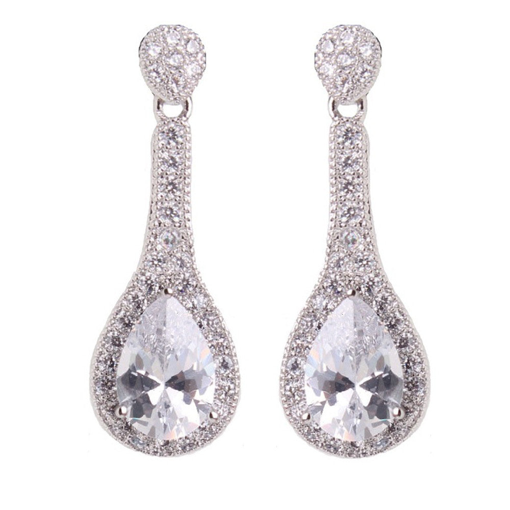 Daisy Clear Crystal Drop Earrings - Bella Krystal