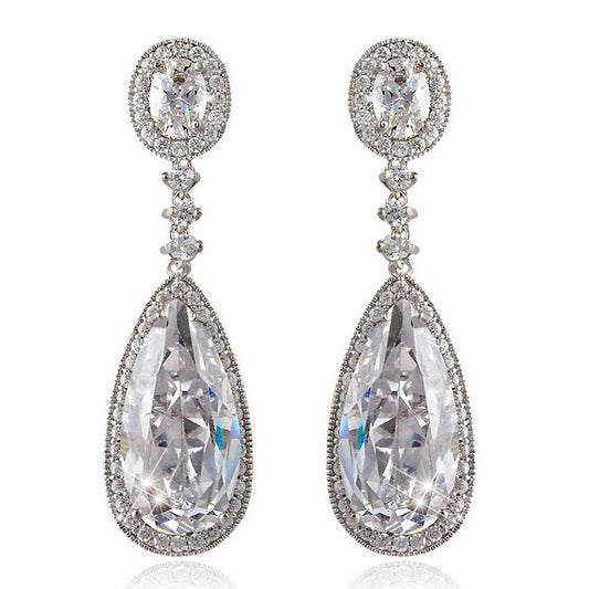 Izabella Elegant Tear Drop Crystal Earrings - Bella Krystal