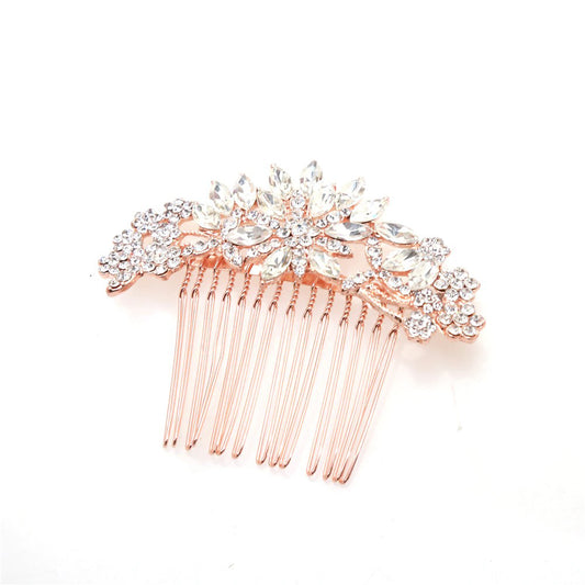 Paola Rose Gold Crystal Hair Comb