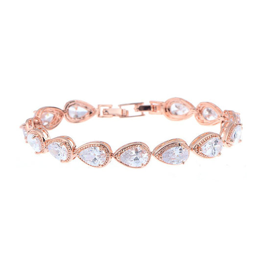 Fernanda Pear Cut Crystal & Rose Gold Bracelet