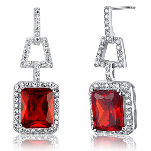 Angelina Red Crystal Sterling Silver Elegant Vintage Earrings - Bella Krystal