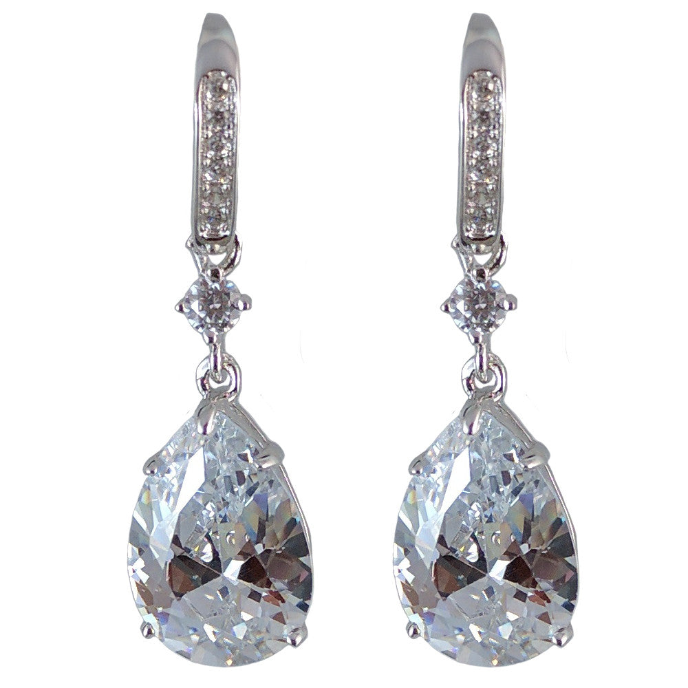 Lavinia Sterling Silver Tear Drop Earrings - Bella Krystal