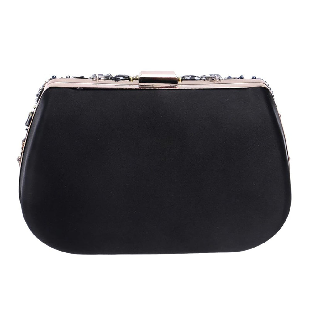 Selene Black Crystal Beaded Clutch