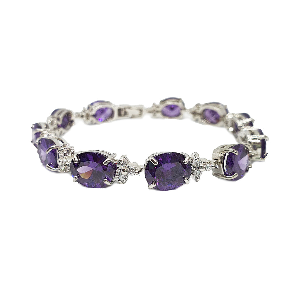 Viola Purple Oval Crystal Bracelet