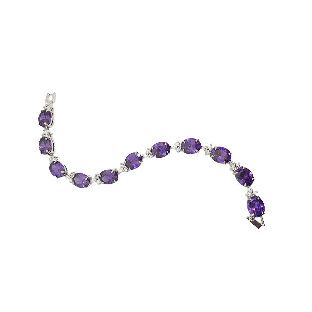 Viola Purple Oval Crystal Bracelet
