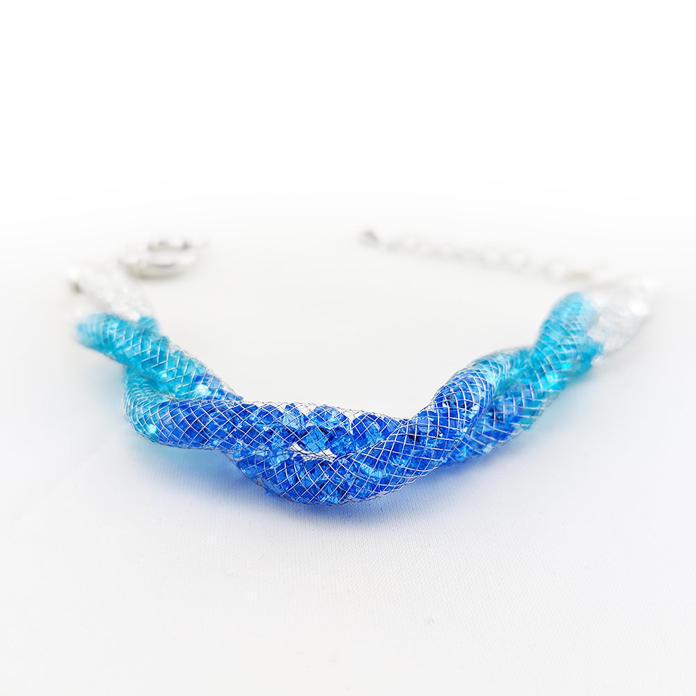 Allie Blue Crystal Filled Twist Mesh Bracelet