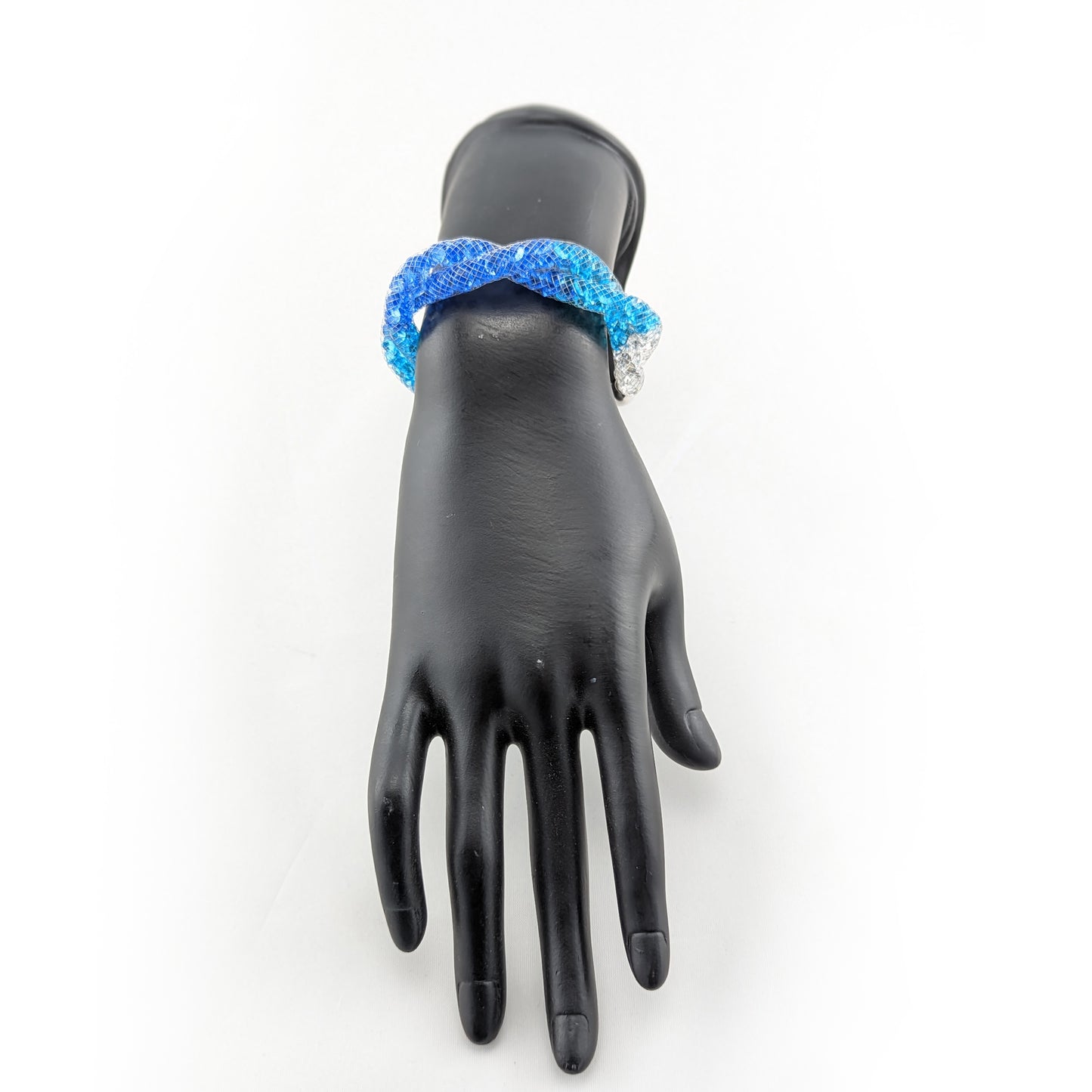 Allie Blue Crystal Filled Twist Mesh Bracelet