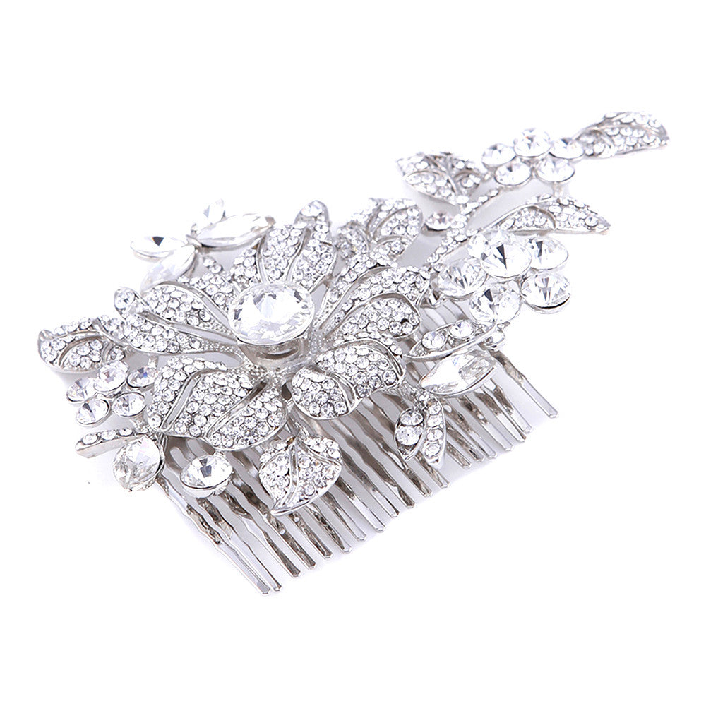 Jazmin Crystal Floral Hair Comb