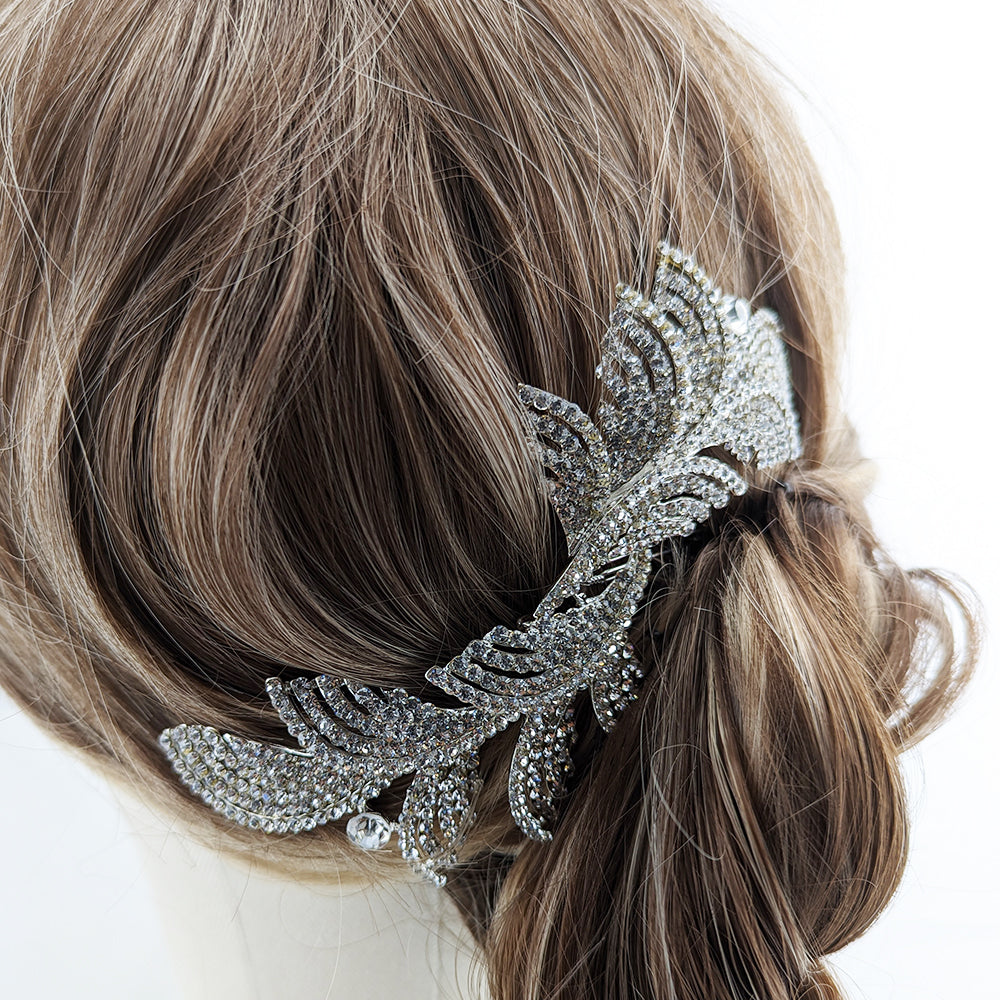 Kara Crystal Leaf Swirl Hair Comb