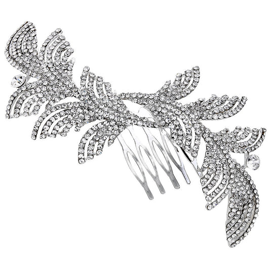 Kara Crystal Leaf Swirl Hair Comb - Bella Krystal