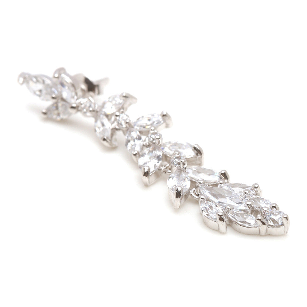 Rylee Crystal Leaf Drop Earrings - Bella Krystal