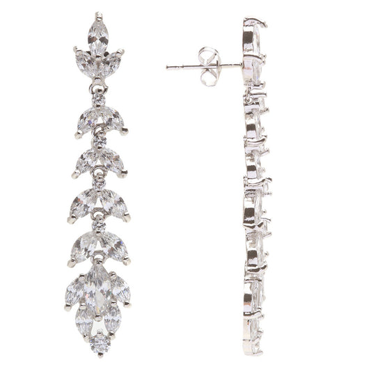 Rylee Crystal Leaf Drop Earrings - Bella Krystal